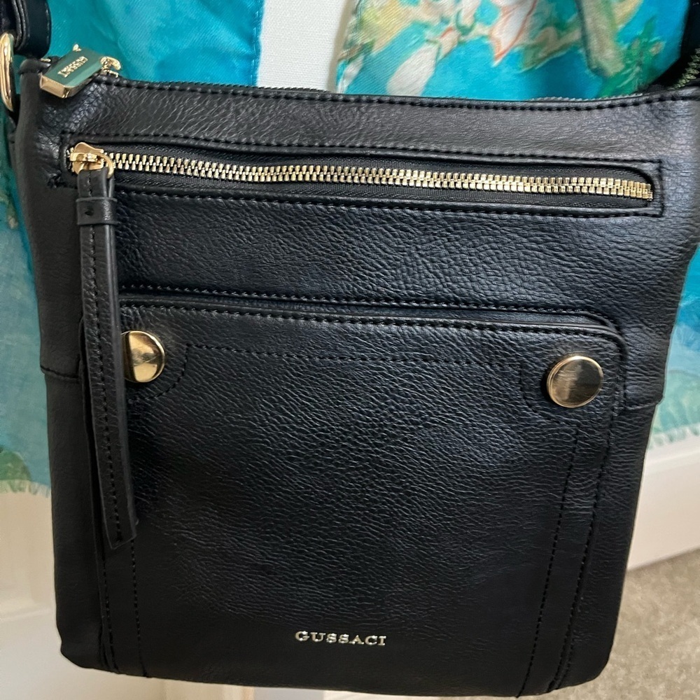 Gussaci Haute Couture Luxury Leather Black Crossbody - Picture 8 of 12